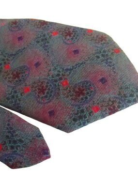 Vintage Mens Silk Neck Tie 3.5” 56" Purple Paisley Pattern Damon